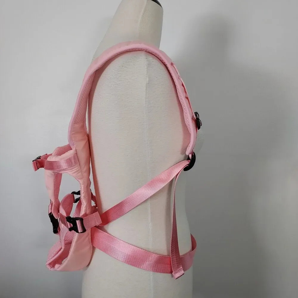 Slow Pet Front Dog Carrier Backpack Adjustable Wrap Around Hands Free Pink Small